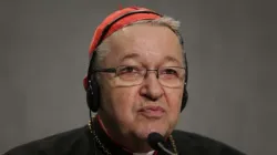 Cardinal André Vingt-Trois in uno dei suoi interventi in Sala Stampa della Santa Sede lo scorso ottobre / Daniel Ibanez / ACI Group