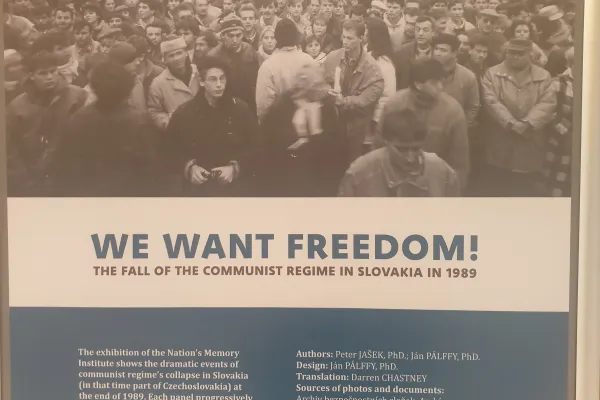 Il pannello introduttivo della mostra "We want freedom" dall'Ambasciata Slovacca per i 30 anni della Rivoluzione di Velluto / AG / ACI Group