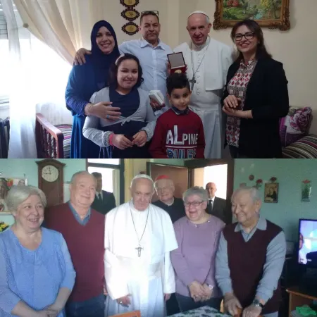 Papa Francesco nelle Case Bianche | Le famiglie Milhoual e Oneta con Papa Francesco durante la visita nella loro casa | per gentile concessione delle famiglie delle case Bianche 