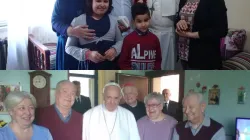 Le famiglie Milhoual e Oneta con Papa Francesco durante la visita nella loro casa / per gentile concessione delle famiglie delle case Bianche 