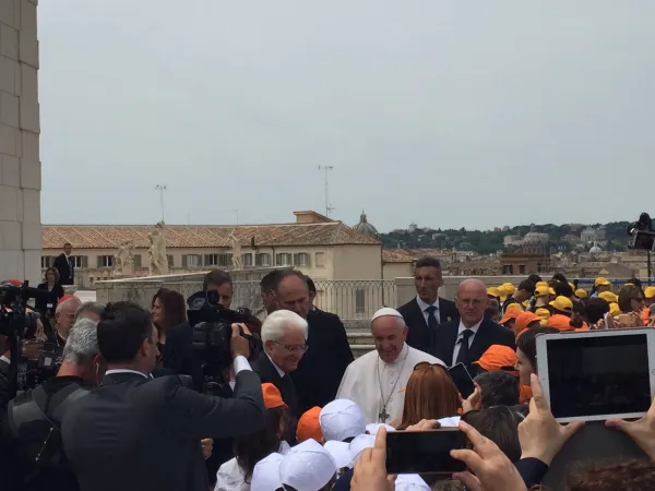 Papa Francesco al Quirinale | Papa Francesco incontra i bambini delle zone colpite dal terremoto, Quirinale, 10 giugno 2017 | Marco Mancini / ACI Stampa