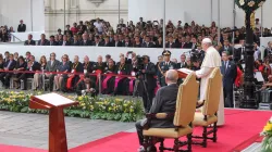 Papa Francesco legge il discorso alle autorità, Palacio del Gobierno, Lima, 19 gennaio 2018 / Alvaro de Juana / ACI Group