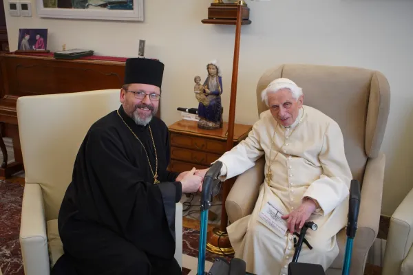 Il Papa emerito Benedetto XVI con Sua Beatitudine Sviatoslav Shevchuk nel Monastero Mater Ecclesiae, 26 febbraio 2019 / su gentile concessione