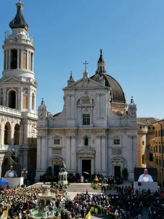 Papa Francesco a Loreto | Papa Francesco sul sagrato della Basilica di Loreto, Loreto, 25 marzo 2019  | Marco Mancini / ACI Stampa