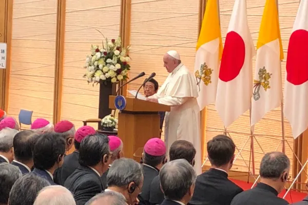 Papa Francesco al Kantei tiene il discorso alle autorità civili e diplomatiche del Giappone, Tokyo, 25 novembre 2019 / Pool VAMP