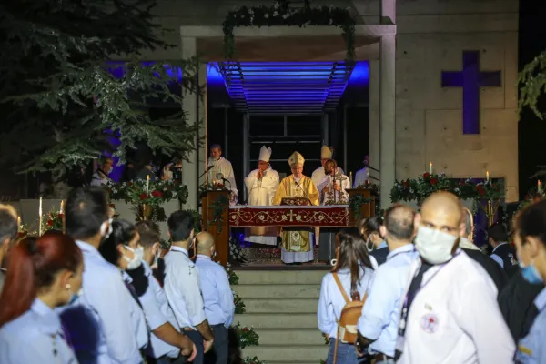 Il Cardinale Parolin celebra Messa nel santuario di Harissa, Libano, 4 settembre 2020 / Padre Charbel Obeid / Patriarcato Maronita