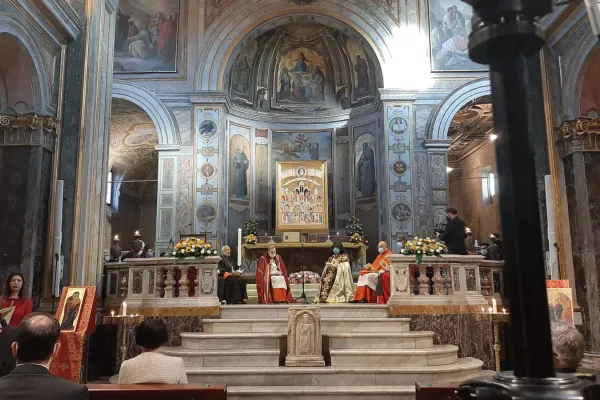 Un momento della preghiera ecumenica per i martiri del genocidio armeno, San Bartolomeo all'Isola, Roma, 25 aprile 2021 / AG / ACI Group