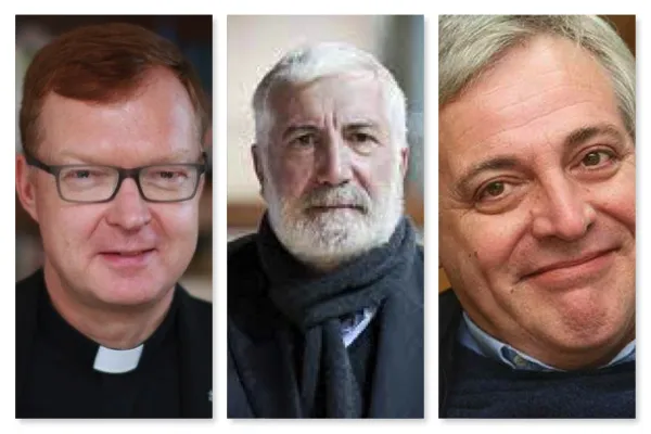Da sx a dx: padre Hans Zollner, Monsignor Giuseppe Lorizio, padre Giulio Albanese / PD