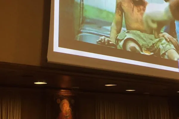 La relazione sulla Siria del Cardinale Mario Zenari al Convegno "Disparità Globali in materia di Salute", Aula Nuova del Sinodo, 17 novembre 2017 / Facebook - Pierre-Yves Fux