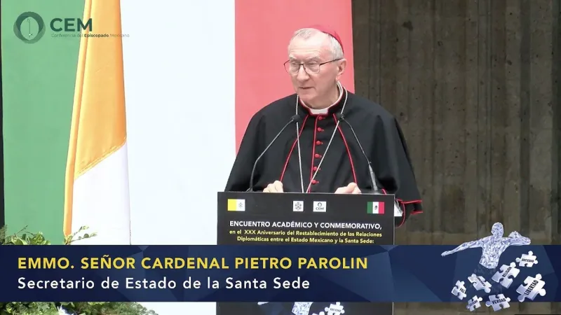 Cardinale Parolin in Messico | Un momento della Conferenza del Cardinale Parolin in Messico lo scorso 26 aprile, dal video della Conferenza Episcopale Messicana | Vatican News 