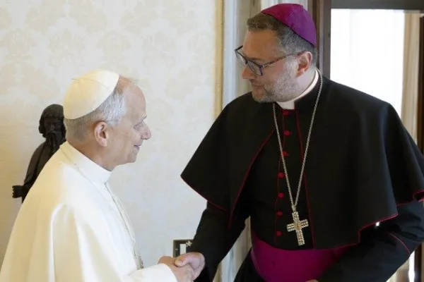 Leone XIV incontra il nunzio in Ucraina Visvaldas Kulbokas, Palazzo Apostolico Vaticano, 6 giugno 2025 / Vatican Media