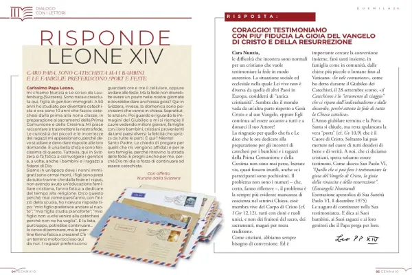 La pagina di risposta del pontefice / Credit Rivista Piazza San Pietro