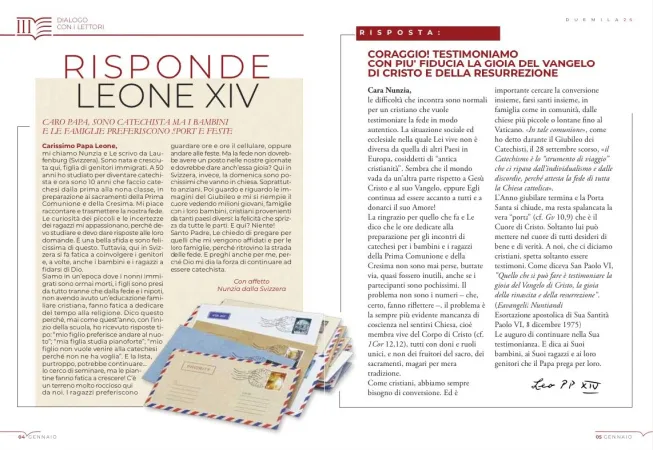 La pagina di risposta del pontefice | La pagina di risposta del pontefice | Credit Rivista Piazza San Pietro