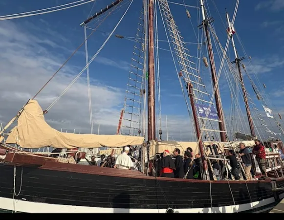 Papa Leone XIV sulla nave |  | Vatican Media / EWTN