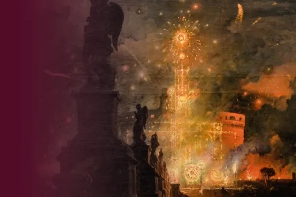 La girandola di Castel Sant'Angelo in un quadro d'epoca / Credit pd