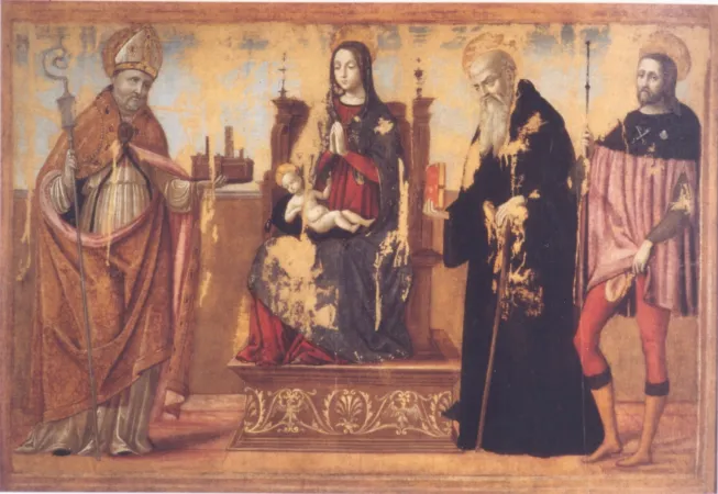 La Madonna con il Bambino tra i Santi Geminiano, Antonio Abate e Rocco,  |  | pd