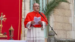 Il cardinale Pierbattista Pizzaballa legge il messaggio della Domenica delle Palme, Gerusalemme, 13 aprile 2025 / LPJ
