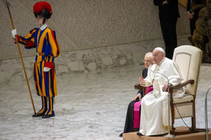 Papa Francesco durante un'udienza generale |  | Daniel Ibanez / EWTN
