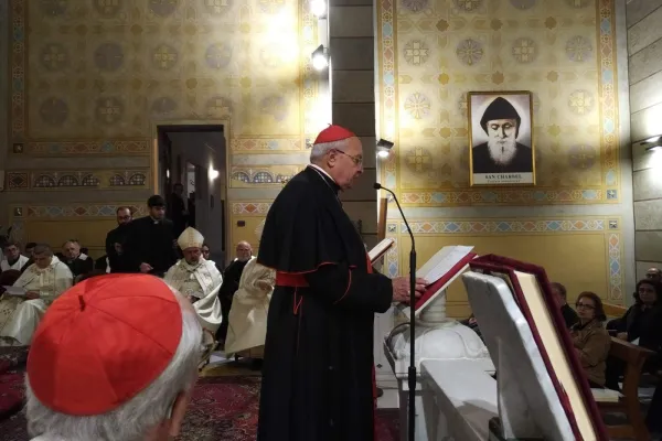 Il Cardinale Sandri nella Chiesa del Pontificio Collegio Maronita in Urbe al termine della Messa di suffragio del Cardinale Sfeir, 25 maggio 2019 / Congregazione per le Chiese Orientali