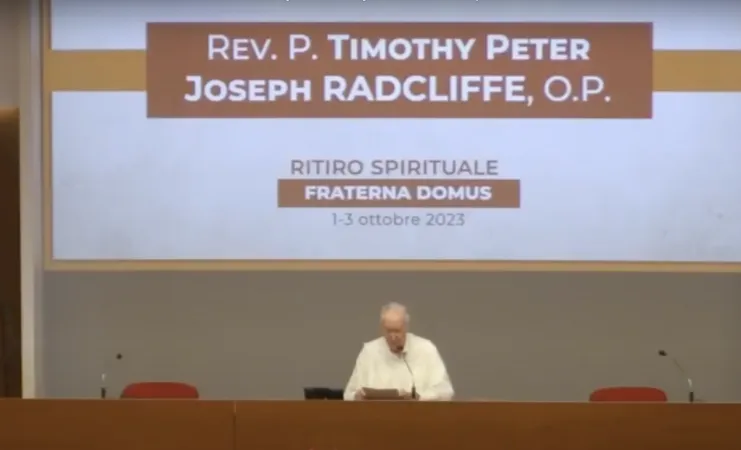 Padre Radcliffe | Padre Radcliffe durante la prima meditazione di questa mattina | Vatican Media / YouTube