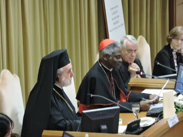 Il Metropolita Zizioulas, il Card. Turkson e P. Federico Lombardi S.I. | | Marco Mancini - Aci Stampa