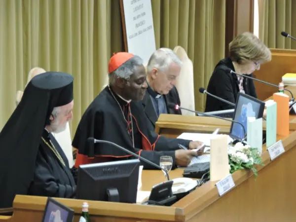 Il Metropolita Zizioulas, il Card. Turkson e P. Federico Lombardi S.I. | | Marco Mancini - Aci Stampa